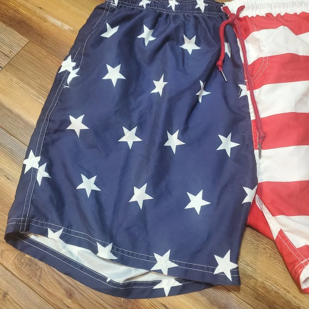 Exist Swim Mens 3XL American Flag Trunks Stars Stripes Patriotic Board Shorts